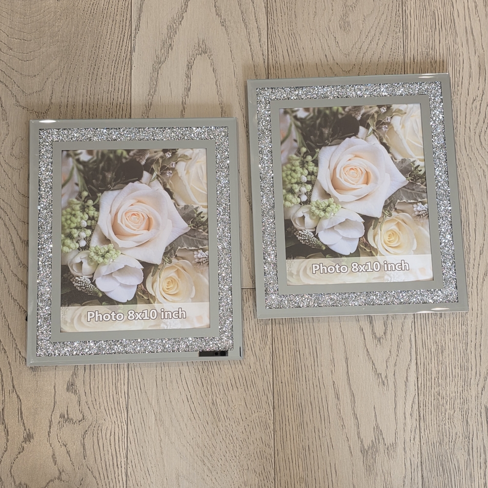 Silver Glitter 8x10 Photo Frame - Set of 2